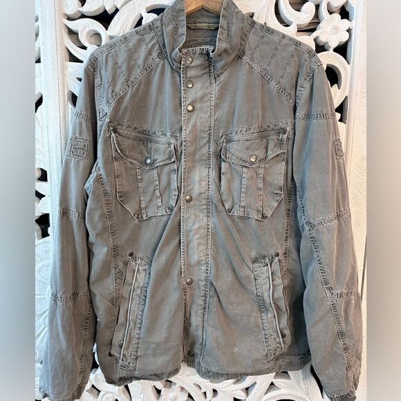Carbon 2 Cobalt Men’s Large Military Style Bomber Jacket Full Zip And Snap - Picture 1 of 16